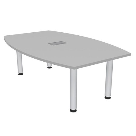 SKUTCHI DESIGNS 6-Foot Boat Conference Table with Power And Data, Silver Post Legs, 6 Person Table, Light Gray H-BOT-4672-PT-01-EL